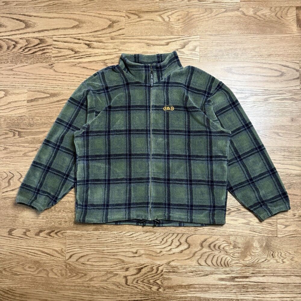 Vintage Louis Garneau Men's Green Fleece Zip Up Jacket Dimensions In Description